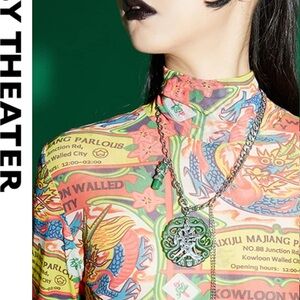 Green Silver Pendant Necklace